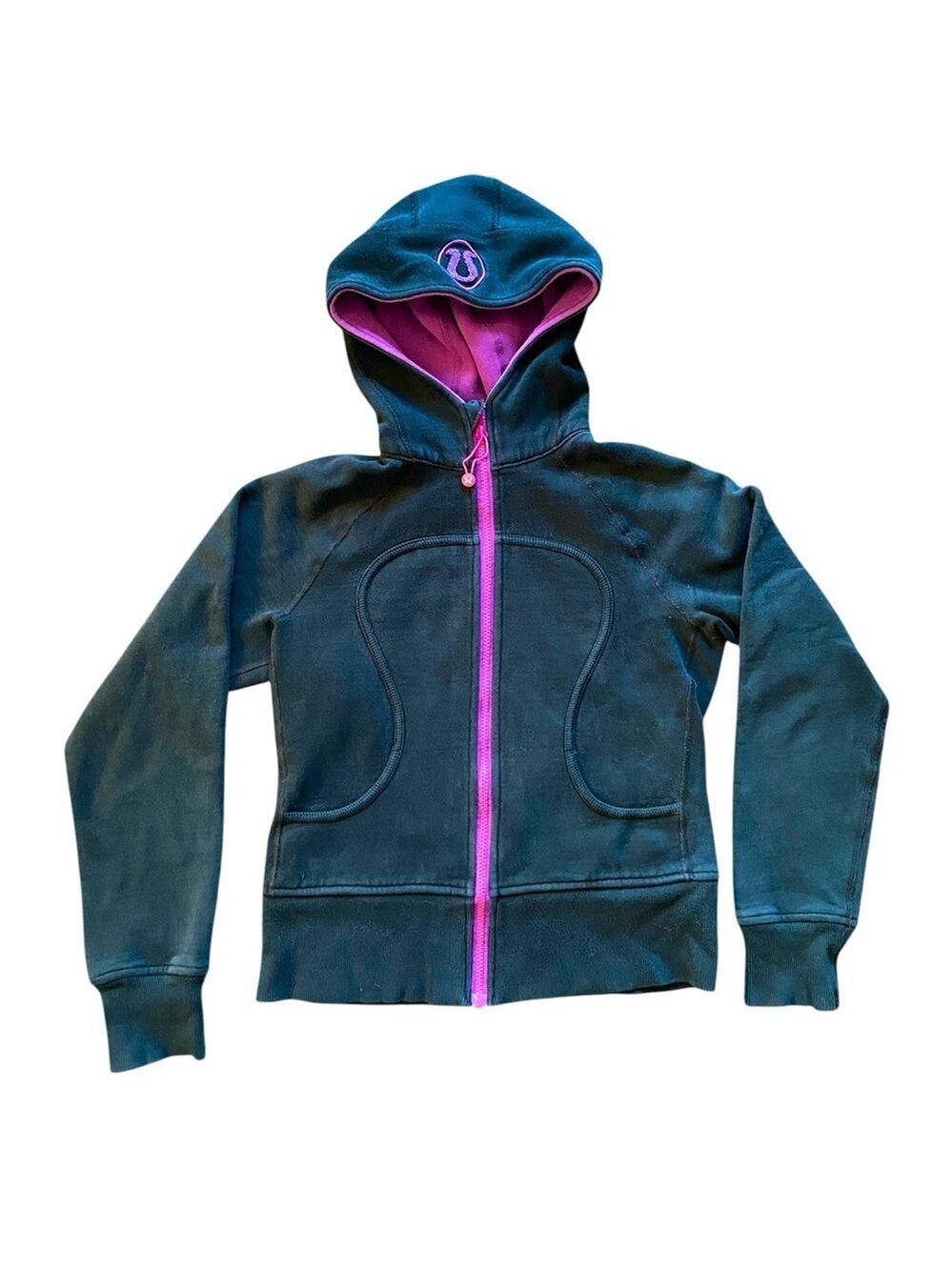 Lululemon Black Scuba Zip Up Hoodie Pink Lining Size 6
